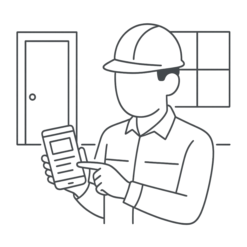 Inspector using erblue mobile app wireframe