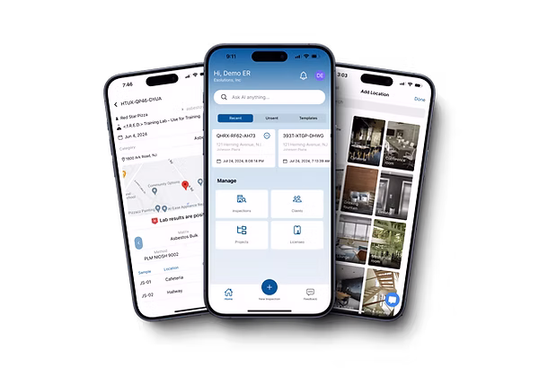 eCOC+ mobile app on three phones